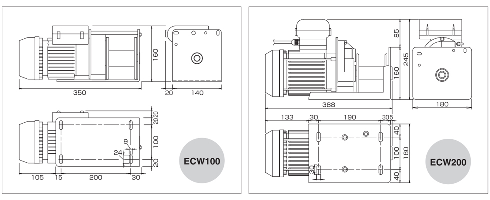 HHH ECW小型卷揚機尺寸