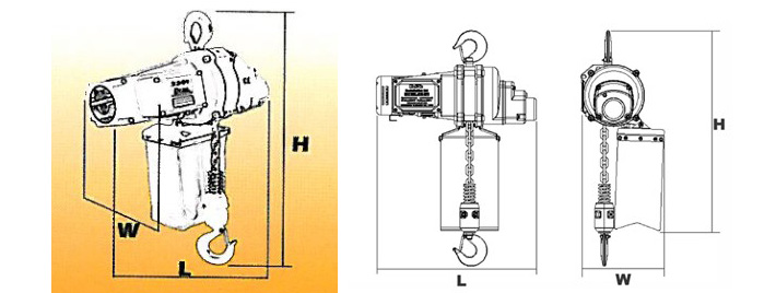 DU-825迷你環(huán)鏈電動(dòng)葫蘆尺寸圖