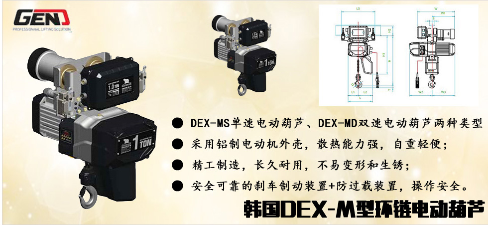 韓國(guó)DEX-M型進(jìn)口環(huán)鏈電動(dòng)葫蘆圖